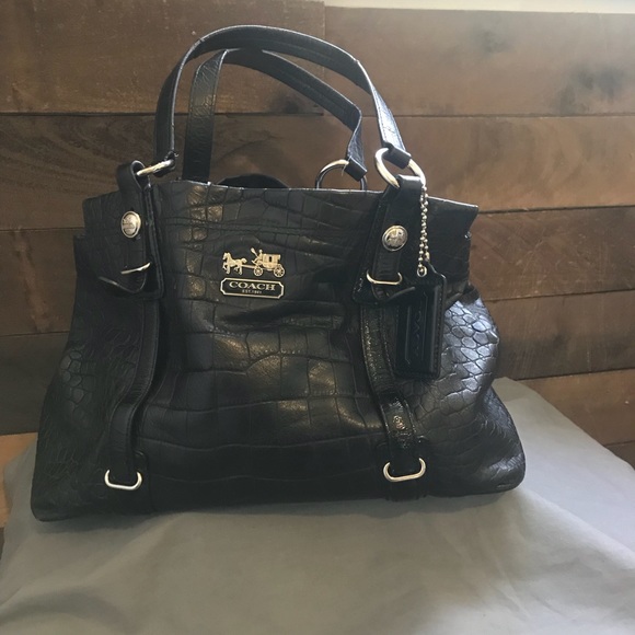 Coach Handbags - Coach Croc Embossed Leather Mia Bag